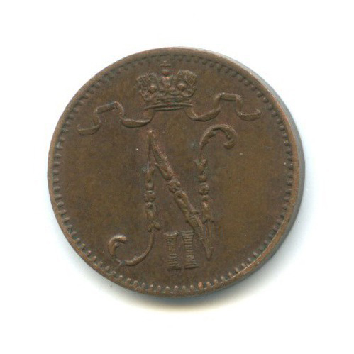 1 пенни 1907 — Для Финляндии. Вензель Николая II