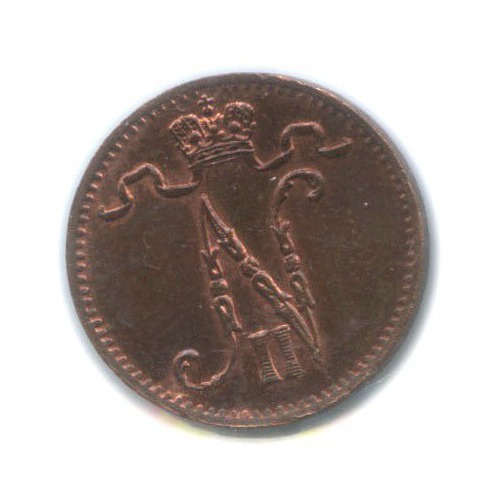 1 пенни 1909 — Для Финляндии. Вензель Николая II