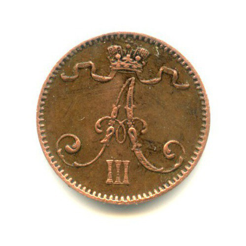 1 пенни 1893 — Для Финляндии. Вензель Александра III