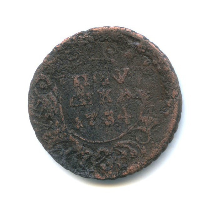 Полушка (перечекан с крестовой копейки) 1734 — 1/4 копейки
