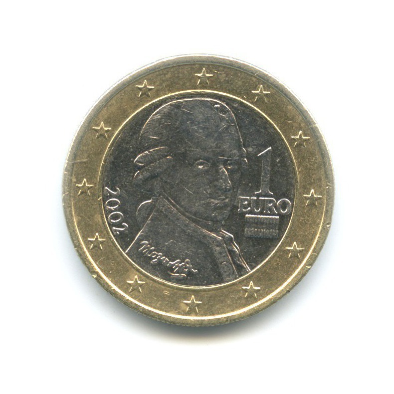 Сколько сегодня 1 евро. 1 Евро 2002. 1 Евро 2002 года Австрия. 1 Евро Австрия 2002 AUNC. Монета 1 евро 2002.