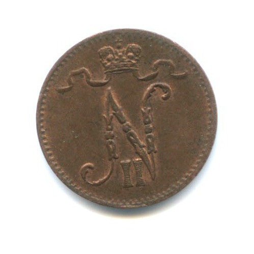 1 пенни 1916 — Для Финляндии. Вензель Николая II