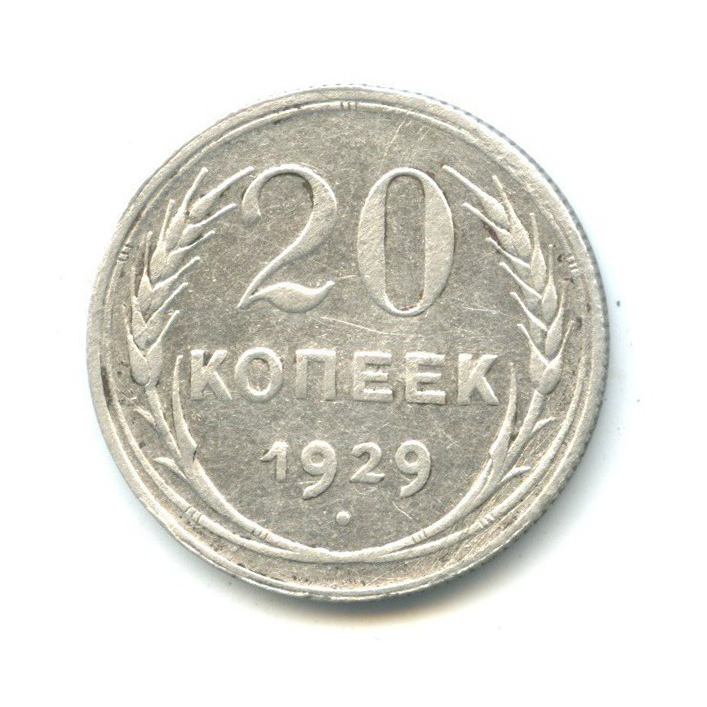 20 копеек 1929 — Редкость. буквы в слове СССР округлые