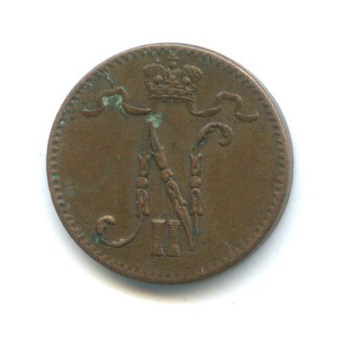 1 пенни 1916 — Для Финляндии. Вензель Николая II