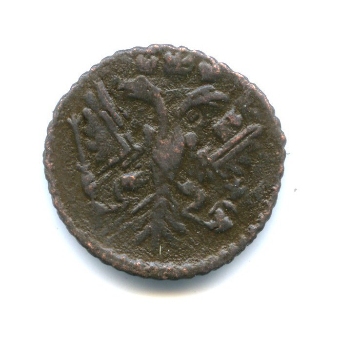 Полушка (¼ копейки) 1731 — 1/4 копейки. перечекан с крестовой копейки (Орел 1730 г.)