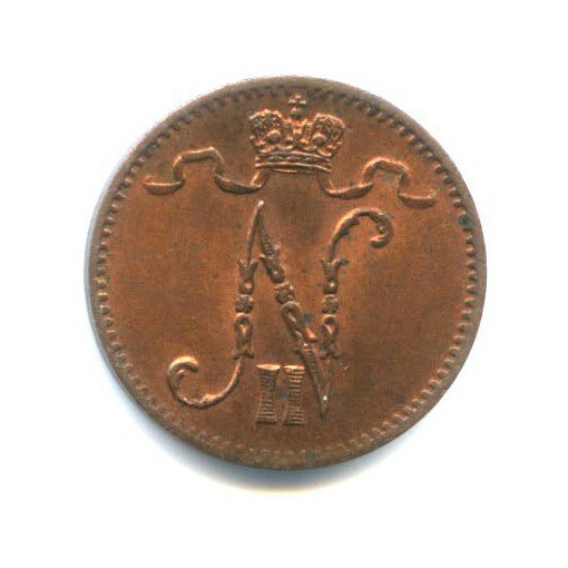 1 пенни 1915 — Для Финляндии. Вензель Николая II
