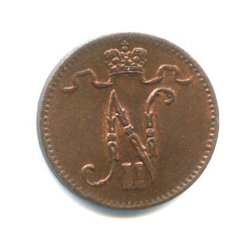 1 пенни 1916 — Для Финляндии. Вензель Николая II
