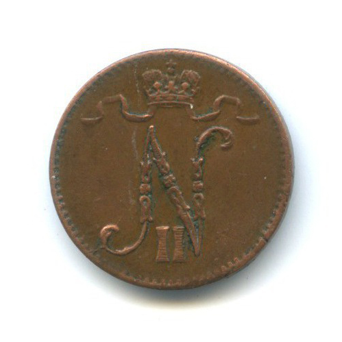 1 пенни 1916 — Для Финляндии. Вензель Николая II