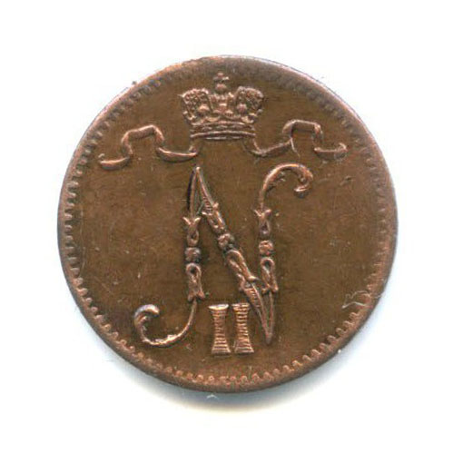 1 пенни 1916 — Для Финляндии. Вензель Николая II