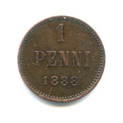 1 пенни 1888 — Для Финляндии. Вензель Александра III