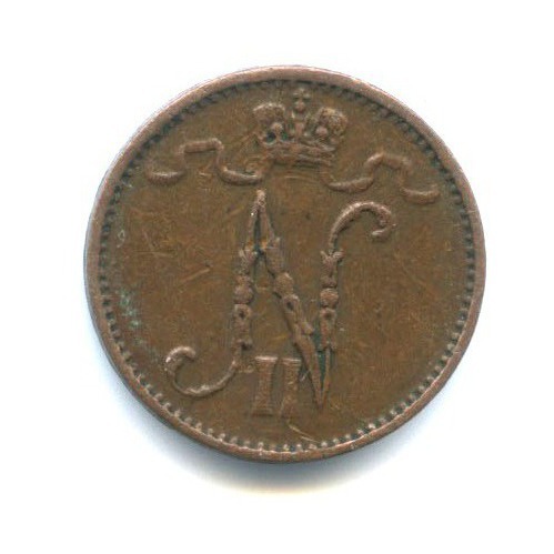1 пенни 1914 — Для Финляндии. Вензель Николая II