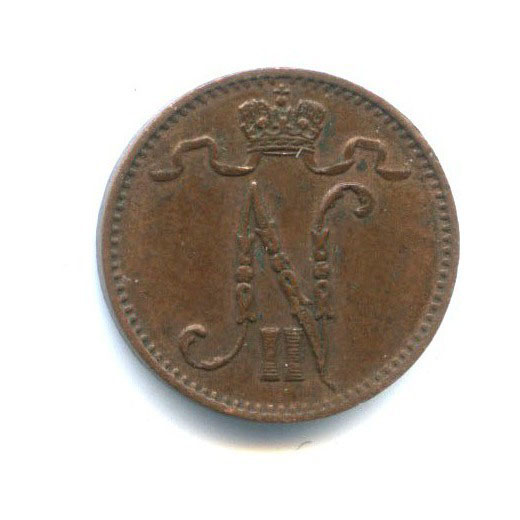 1 пенни 1909 — Для Финляндии. Вензель Николая II
