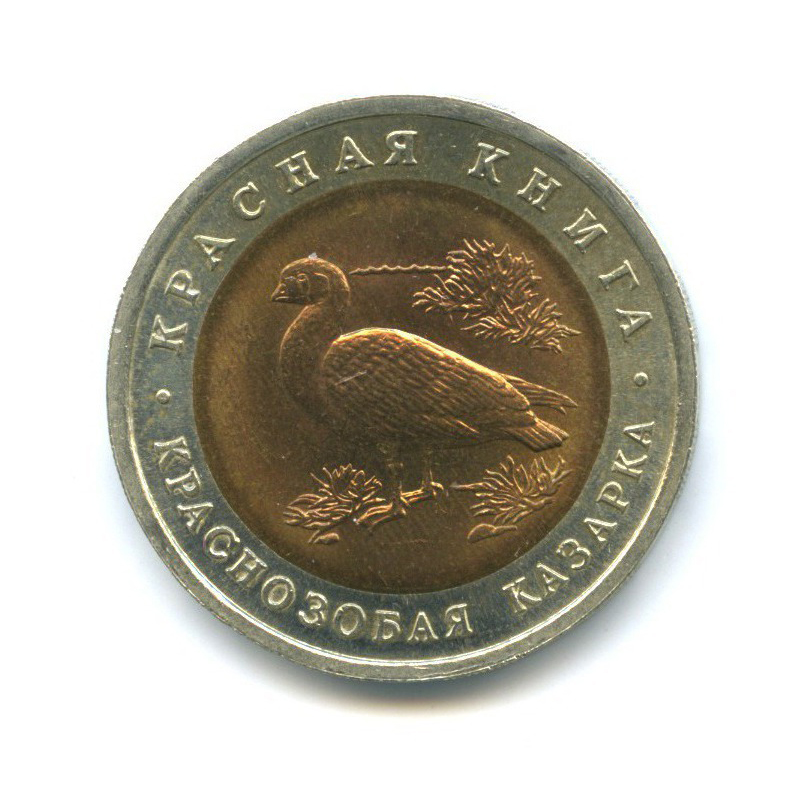 10 рублей 1992 ЛМД — Красная книга - Краснозобая казарка