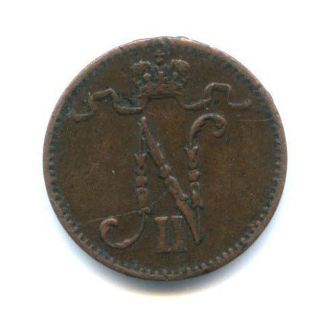 1 пенни 1916 — Для Финляндии. Вензель Николая II