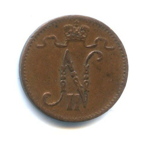 1 пенни 1915 — Для Финляндии. Вензель Николая II