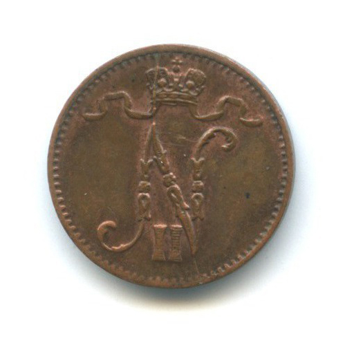1 пенни 1916 — Для Финляндии. Вензель Николая II
