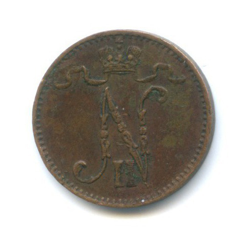 1 пенни 1909 — Для Финляндии. Вензель Николая II