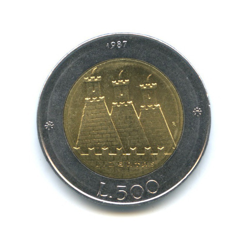 15 лир. Японская сотка монета 1987 год.