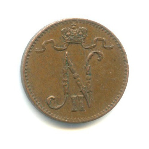 1 пенни 1907 — Для Финляндии. Вензель Николая II