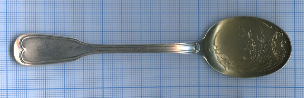 Ложка-совок для сахара или икры (серебро 800 пробы, золочение .