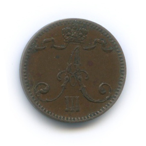 1 пенни 1893 — Для Финляндии. Вензель Александра III