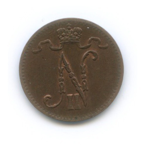 1 пенни 1916 — Для Финляндии. Вензель Николая II