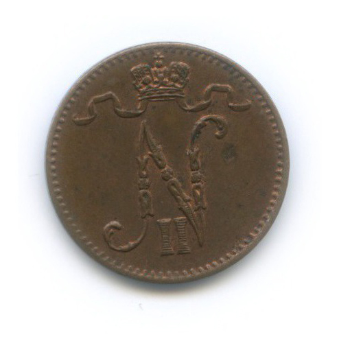 1 пенни 1915 — Для Финляндии. Вензель Николая II