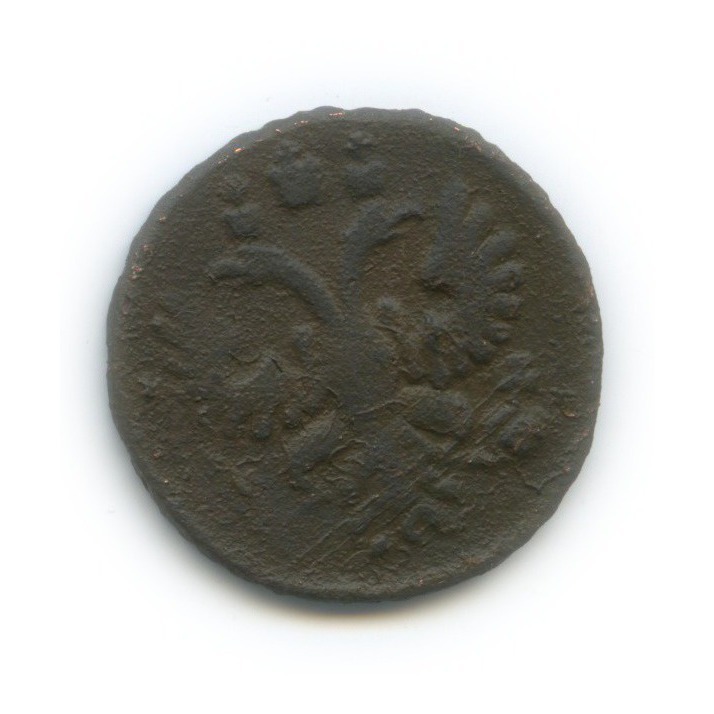 Полушка (¼ копейки) 1734 — ¼ копейки. перечекан из «крестовой» копейки (Орел 1730 г.)