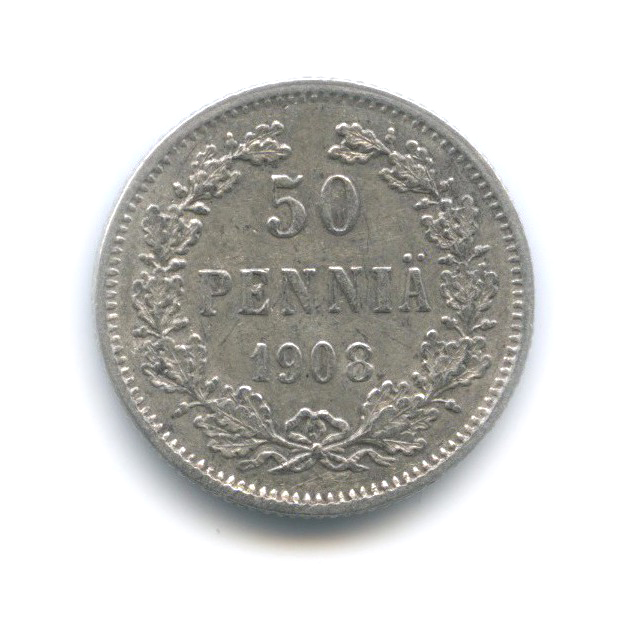 50 пенни 1908 L — Для Финляндии