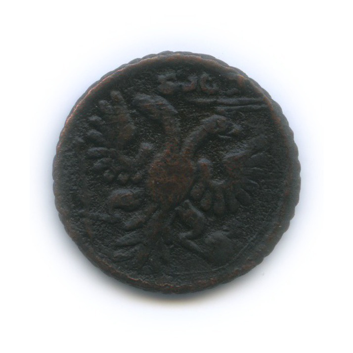 Полушка (¼ копейки) 1734 — ¼ копейки. перечекан из «крестовой» копейки (Орел 1730 г.)