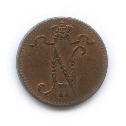 1 пенни 1916 — Для Финляндии. Вензель Николая II