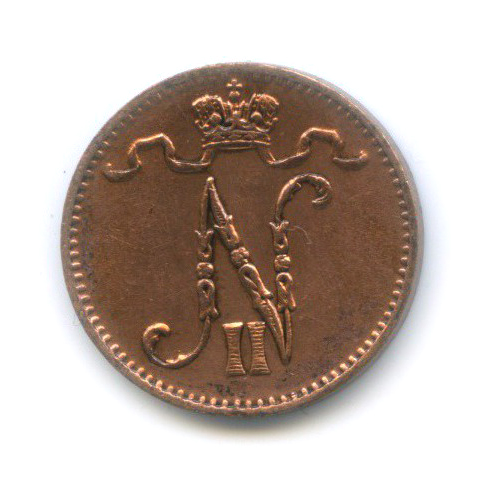 1 пенни 1912 — Для Финляндии. Вензель Николая II
