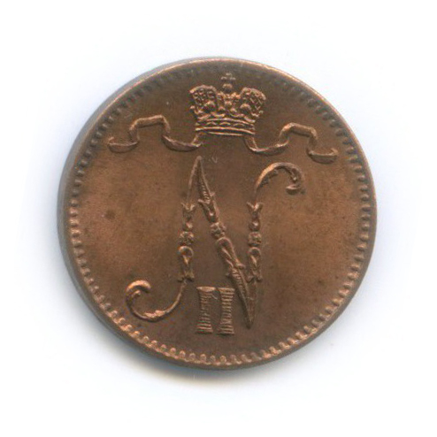 1 пенни 1912 — Для Финляндии. Вензель Николая II
