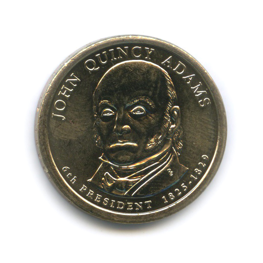 2008 1 Доллар Джон Куинси Адамс (1825-1829). Монета США 1825-1829. One Dollar Джон Адамс. 1 доллар 2008
