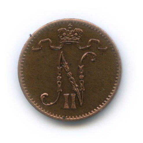 1 пенни 1916 — Для Финляндии. Вензель Николая II