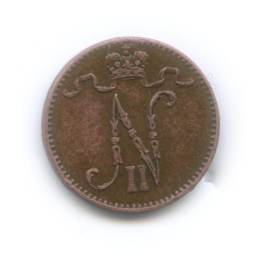 1 пенни 1905 — Для Финляндии. Вензель Николая II