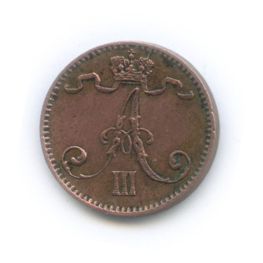 1 пенни 1888 — Для Финляндии. Вензель Александра III