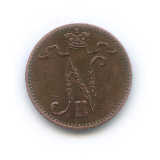 1 пенни 1915 — Для Финляндии. Вензель Николая II