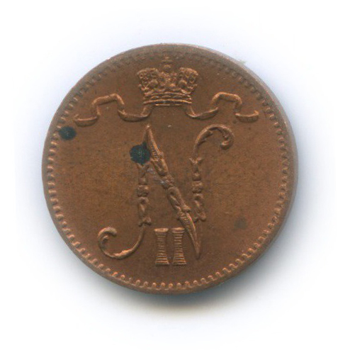1 пенни 1916 — Для Финляндии. Вензель Николая II