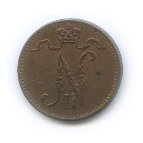 1 пенни 1915 — Для Финляндии. Вензель Николая II
