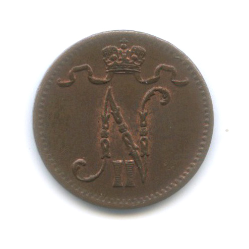 1 пенни 1915 — Для Финляндии. Вензель Николая II