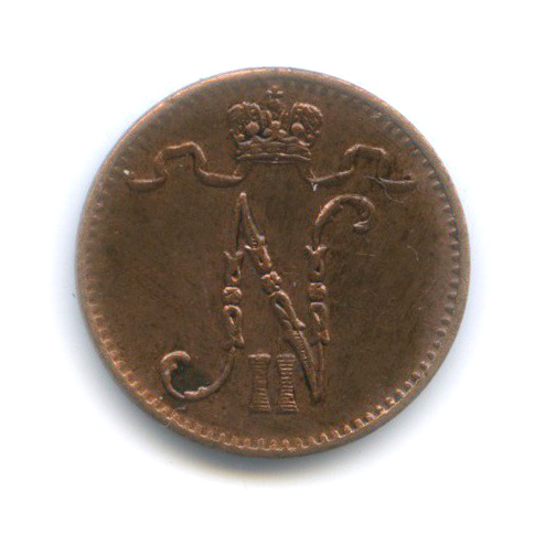 1 пенни 1912 — Для Финляндии. Вензель Николая II
