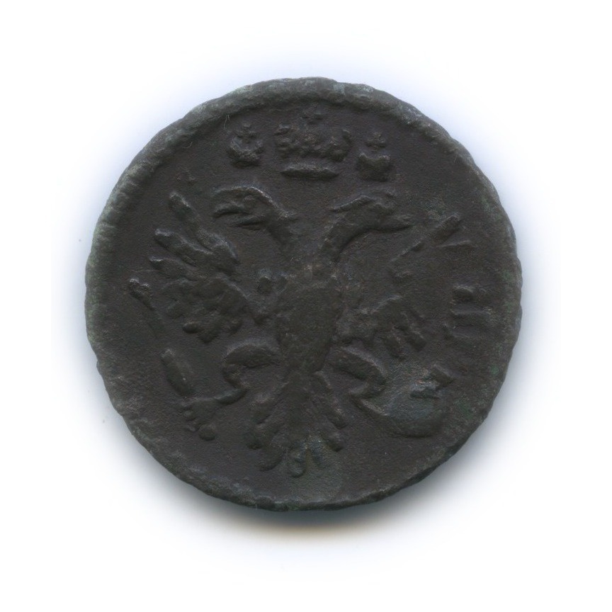 Деньга (½ копейки) 1731 — (½ копейки), перечекан из петровской копейки (Орел 1730 г.)
