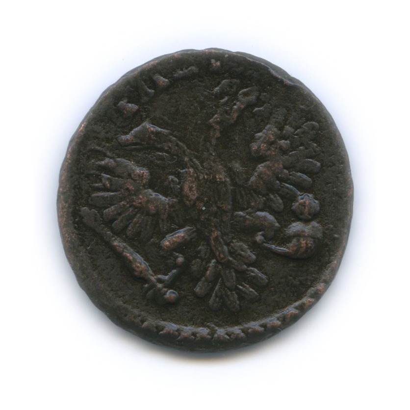 Деньга (½ копейки) 1731 — (½ копейки), перечекан из петровской копейки (Орел 1730 г.)