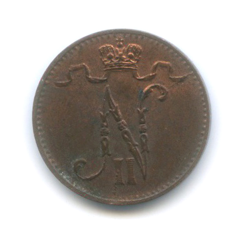 1 пенни 1915 — Для Финляндии. Вензель Николая II