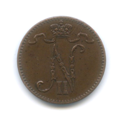 1 пенни 1912 — Для Финляндии. Вензель Николая II