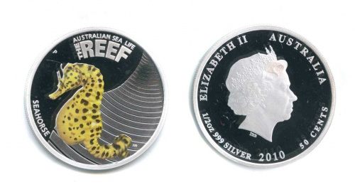 50 центов — Морской конек (в футляре, с сертификатом, в коробочке) 2010