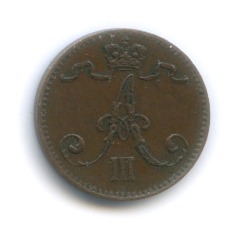 1 пенни 1893 — Для Финляндии. Вензель Александра III