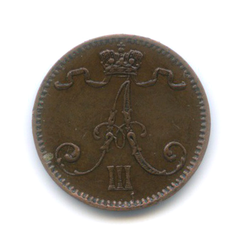 1 пенни 1893 — Для Финляндии. Вензель Александра III
