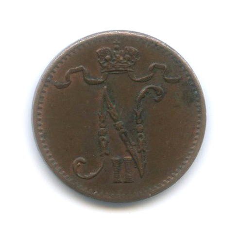 1 пенни 1916 — Для Финляндии. Вензель Николая II